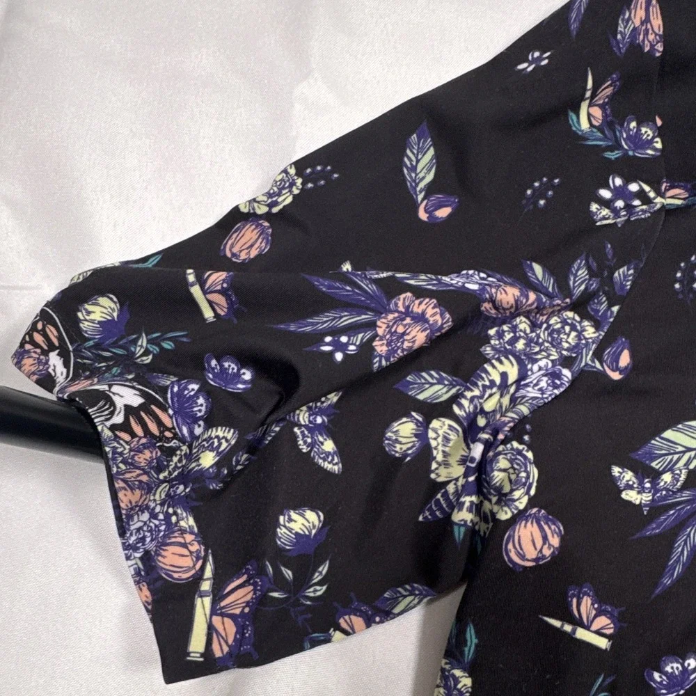 Grunt Style Men's XL Golf Polo Floral Skull Butterfly Performance Stretch Shirt
